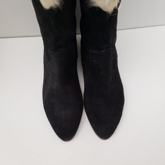 Fish Cam: Women's Black mid-calf Suede fir motif Boot , Size 6M - Picture 9 of 15